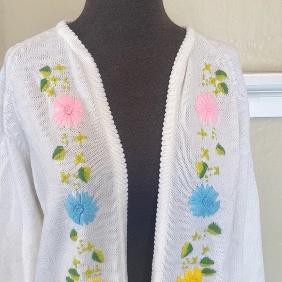 Vintage Glenty Floral Embroidered Cardigan - Picture 2 of 7